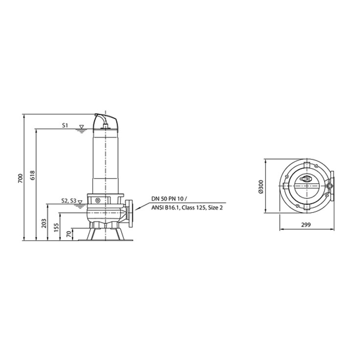 Wilo Pompe submersible eaux usées Rexa FIT-V05- 228A/21T039-540/A, 3,9 kW, 400 V, DN50