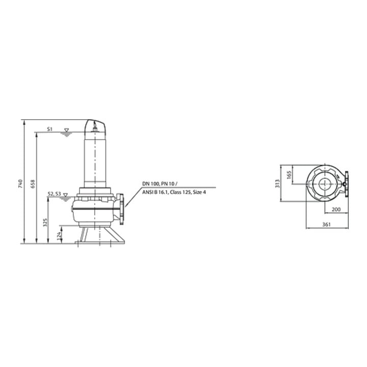 Wilo Pompe submersible eaux usées Rexa FIT-V10- 422A/41T015-540/O, 1,5 kW, 400 V, DN 100