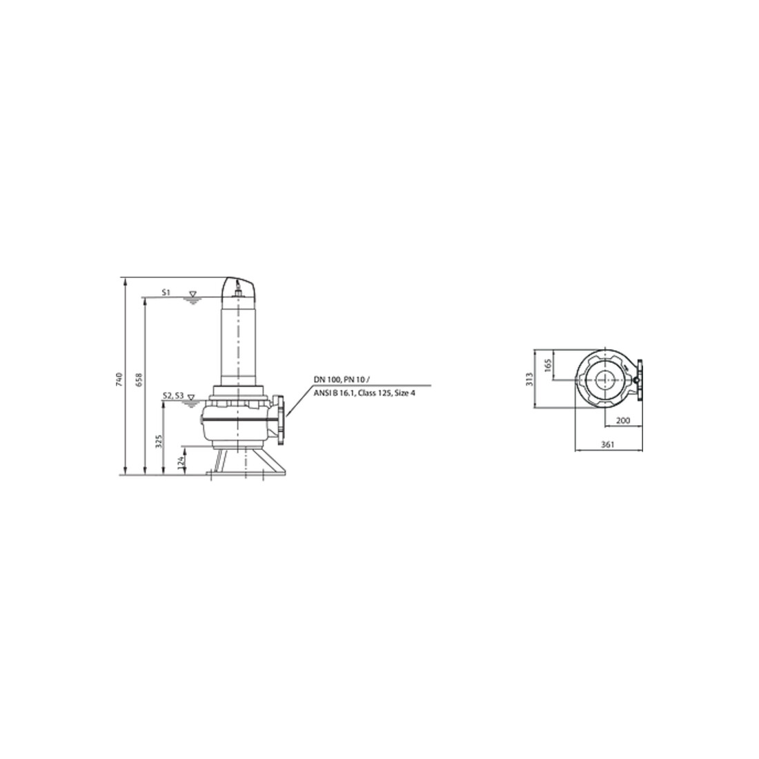 Wilo Pompe submersible eaux usées Rexa FIT-V10- 422A/41T015-540/O, 1,5 kW, 400 V, DN 100