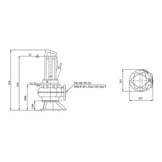 Wilo Pompe submersible eaux usées Rexa PRO-C10- 514A/41T025X540/O, 2,5 kW, 400 V, DN100