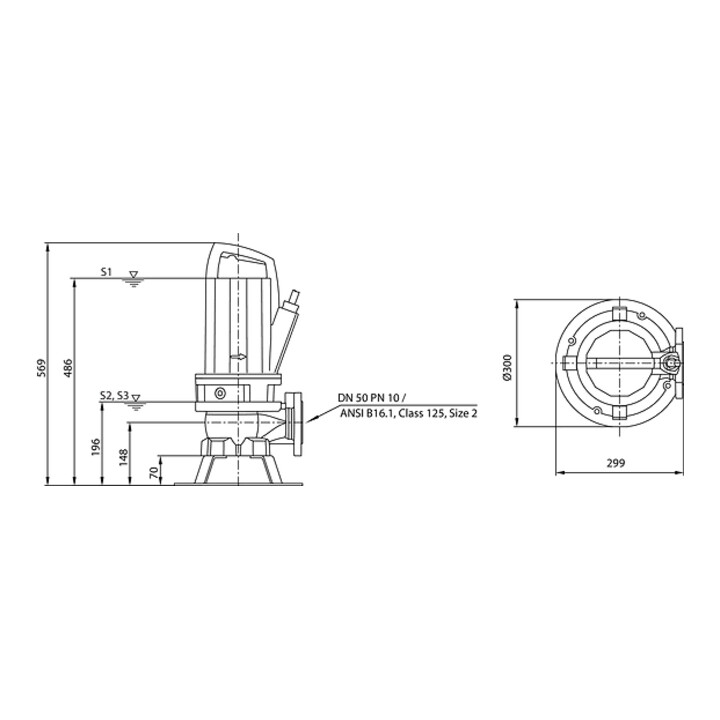 Wilo Pompe submersible eaux usées Rexa PRO-V05-124A/21M011X523/O, 1,1 kW, 230 V, DN50