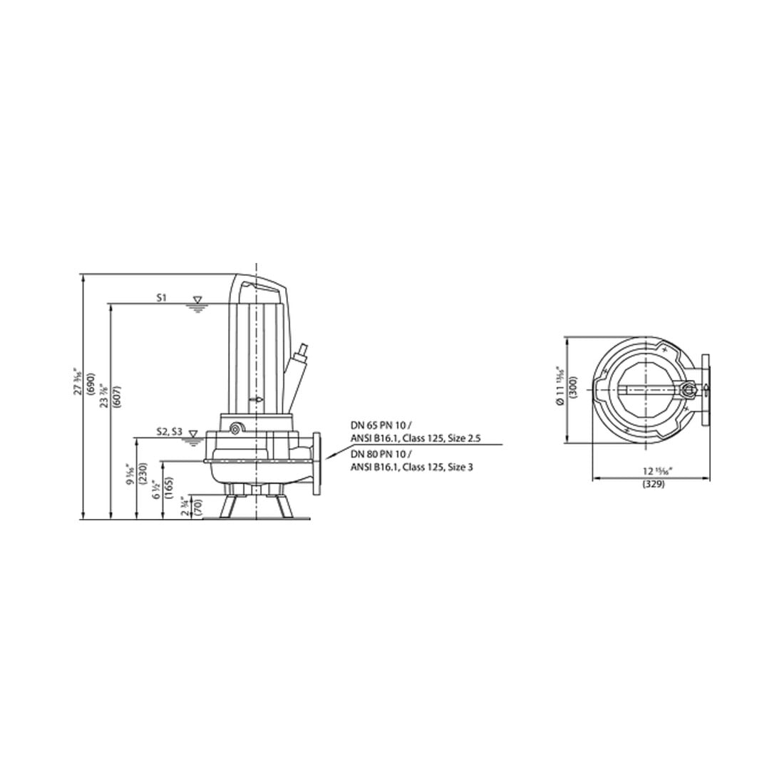 Wilo Pompe submersible eaux usées Rexa PRO-V06- 623A/40M015X523/O, 1,5 kW, 230V, DN65/80
