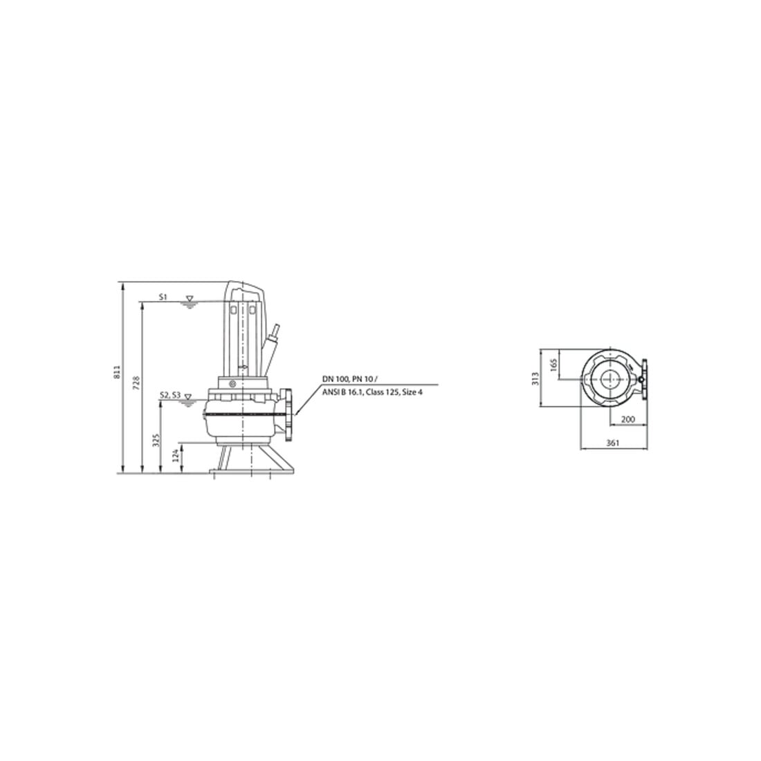 Wilo Pompe submersible eaux usées Rexa PRO-V10-422A/41T015X540/O, 1,5 kW, 400 V, DN100