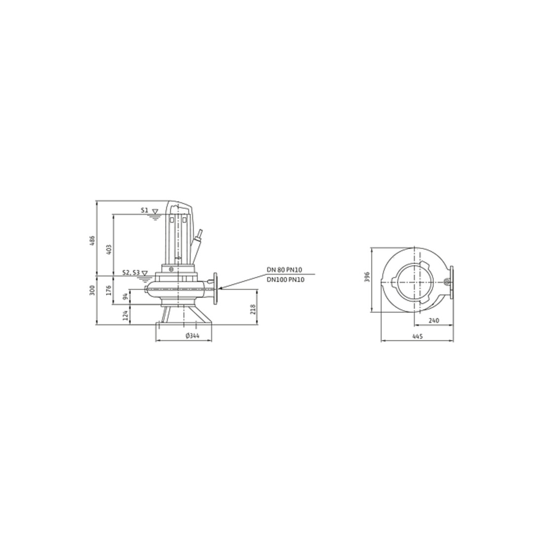 Wilo Pompe submersible pour eaux usées Rexa PRO-C08- 535A/40T035X540/O, DN80/100, 3,45 kW