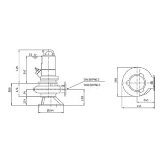 Wilo Pompe submersible pour eaux usées Rexa PRO-C08-537A/40T045X540/O, DN80/100, 4,5 kW