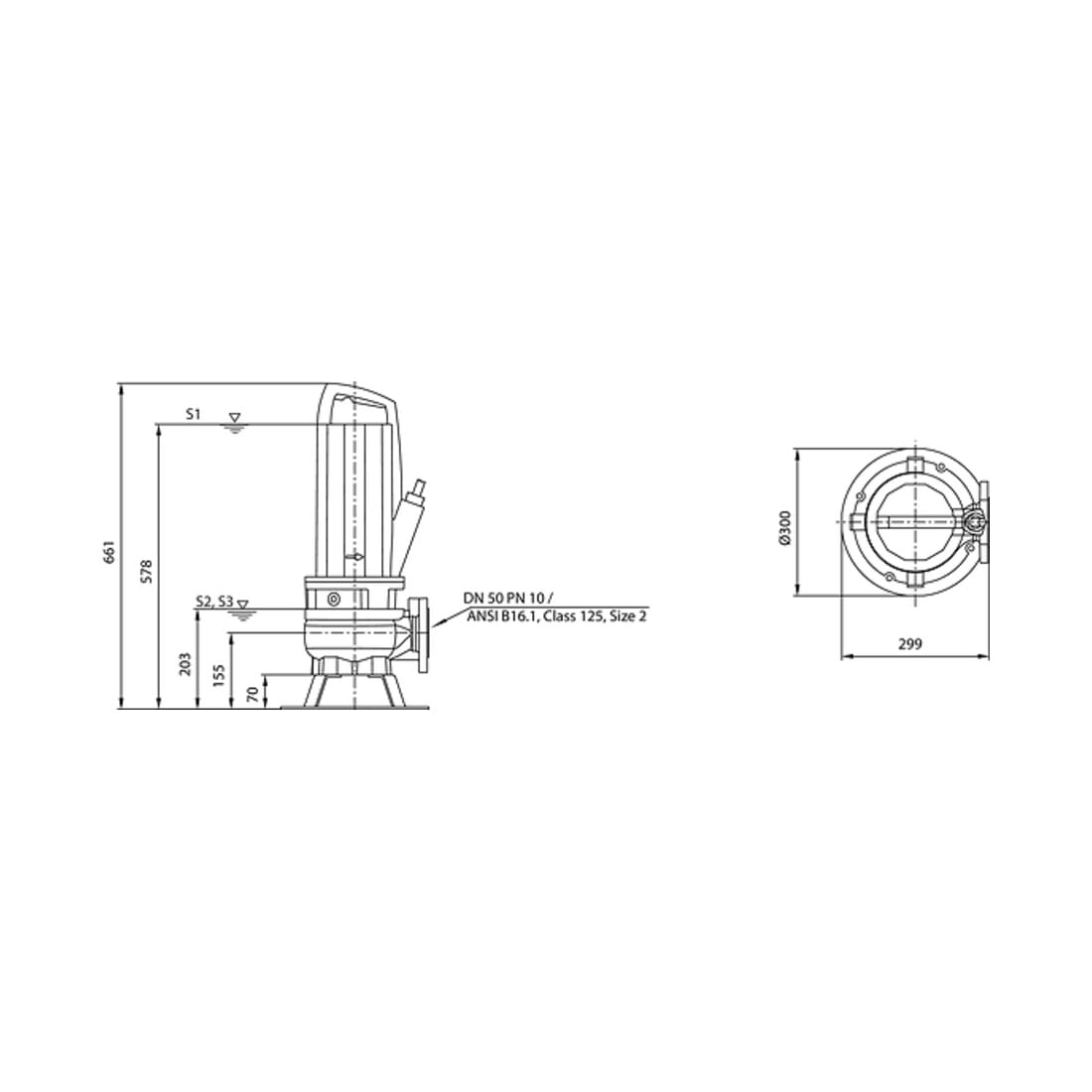 Wilo Pompe submersible pour eaux usées Rexa PRO-V05-228A/21T039X540/O, 3,9 kW, 400 V, DN50
