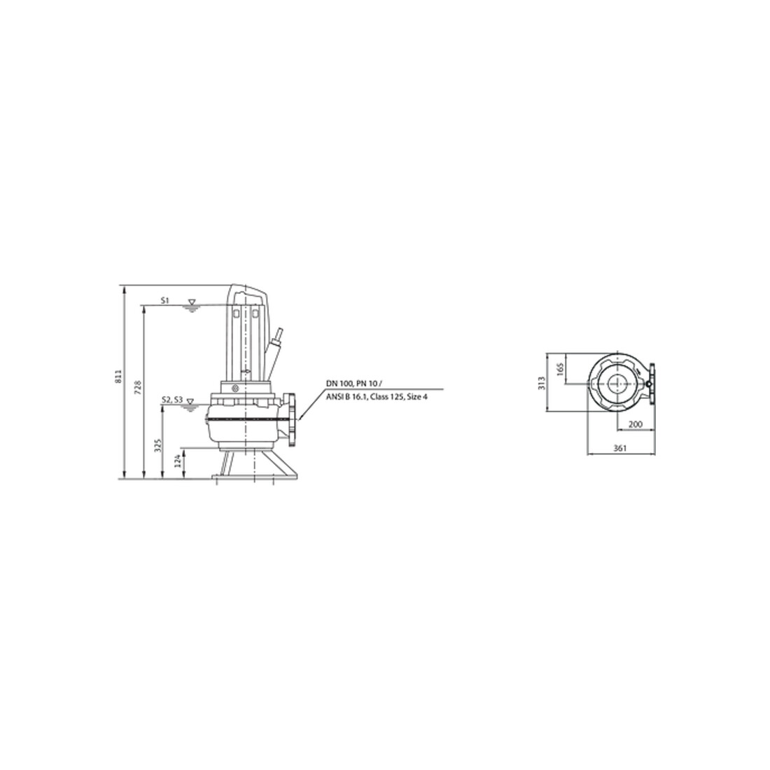 Wilo Pompe submersible pour eaux usées Rexa PRO-V10-426A/40T035X540/O, 3,45 kW, 400 V, DN100