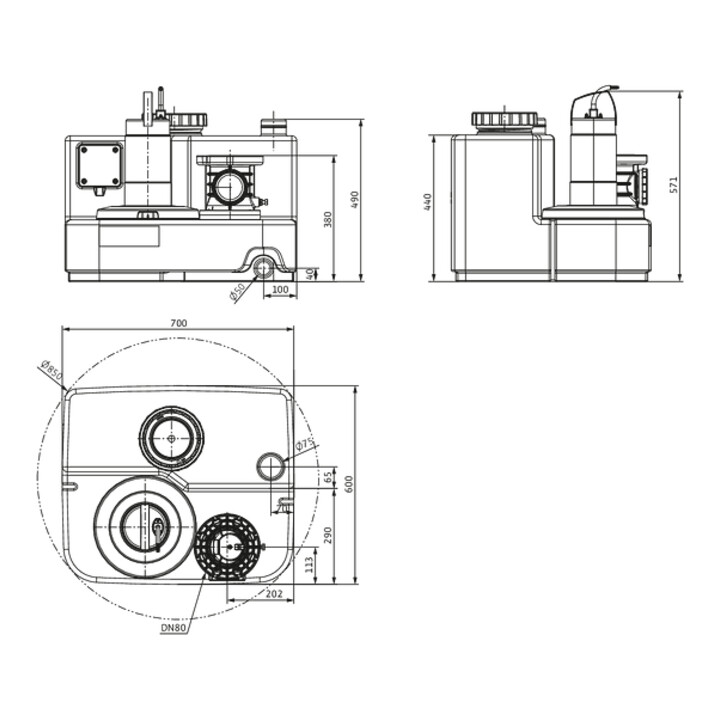 Wilo Station de relevage DrainLift SANI -M. 12/M523/1-EF, S3 - 10 %, 230 V, 50 Hz