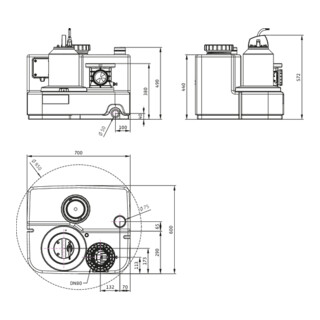 Wilo Station de relevage DrainLift SANI -M. 21/T540/4C-CEE, S1, 400 V, 50 Hz