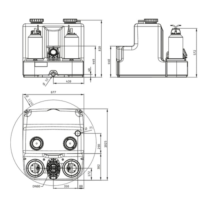 Wilo Station de relevage DrainLift SANI-XL12/T540/4C-CEE, S1, 400 V