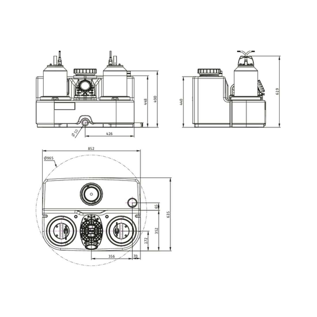 Wilo Station de relevage eaux usées DrainLift SANI-L. 11/T540/4-CEE, S1, 400 V, 50 Hz
