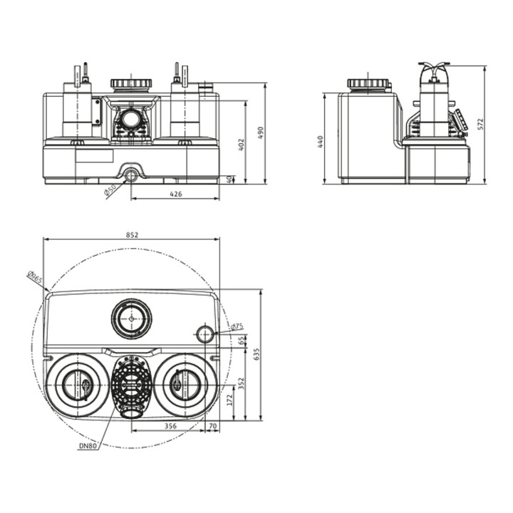 Wilo Station de relevage eaux usées DrainLift SANI-L. 12/M523/1-EF, S3 - 10 %, 230 V, 50 Hz