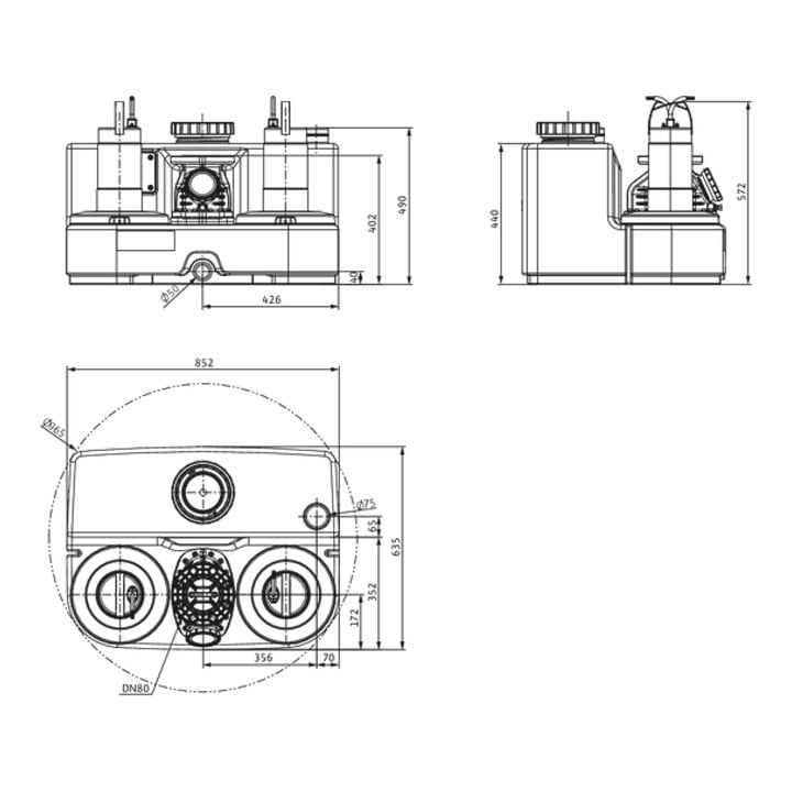 Wilo Station de relevage eaux usées DrainLift SANI-L. 16/M523/1-CEE, S3 - 10 %, 230 V, 50 Hz