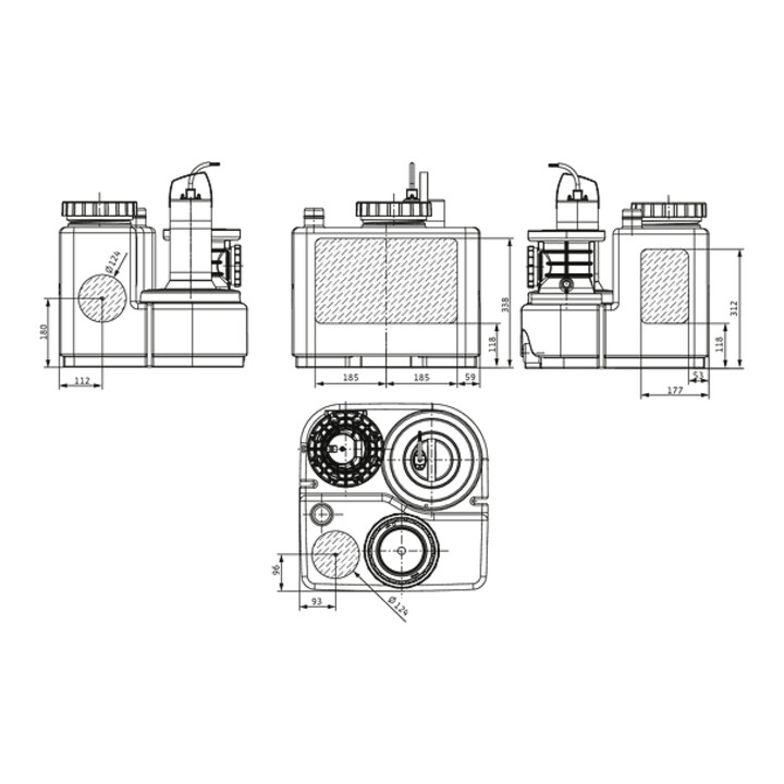 Wilo Station de relevage eaux usées DrainLift SANI-S. 11/ /540/3C-CEE, CEE 16A, 3P+N+PE 6h, 400V