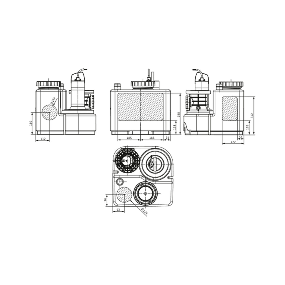 Wilo Station de relevage eaux usées DrainLift SANI-S. 11/ M523/3C-EF, CEE 7/7, 230 V
