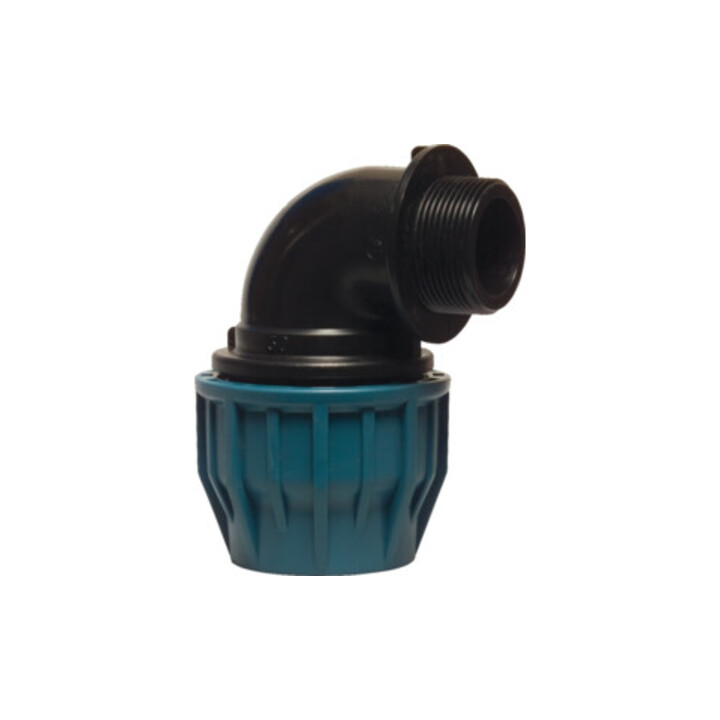 Winkel Jason 20 mm x 1/2 pouce 90 degrés PP serrage x filetage mâle DVGW