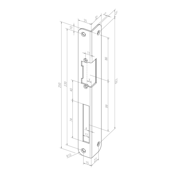 ASSA ABLOY Winkelschließblech 324 mit Fallen- und Riegelausschnitt
