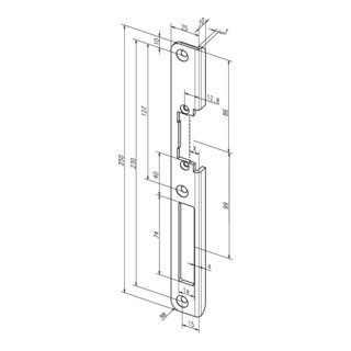 Winkelschließbl.63 B VA B.25mm L.250mm ktg.DIN L ASSA ABLOY