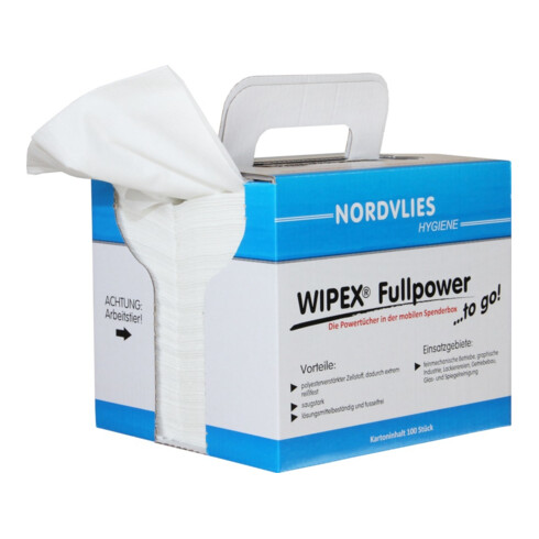 WIPEX FULLPOWER Lingettes essuie-tout TO-GO blanc 100 pièces 32 x 38 cm pliées en Z