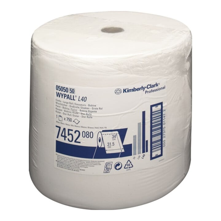Wischtuch WYPALL L40 7452 L340xB320ca.mm weiß 1-lagig 750 Tü./Rl.