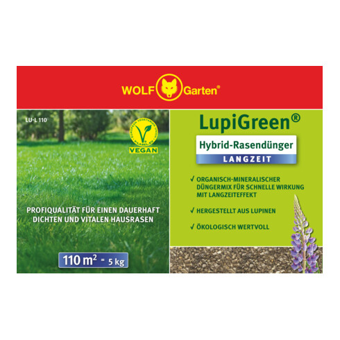 WOLF-Garten Rasendünger Langzeit Lupigreen Hybrid für 110 m²