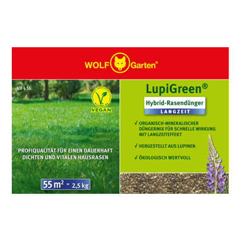 WOLF-Garten Rasendünger Langzeit Lupigreen Hybrid für 55 m²