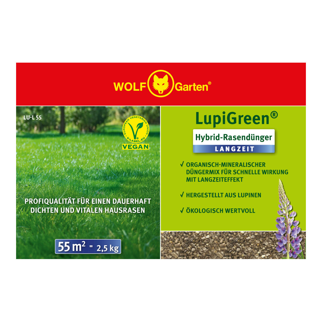 WOLF-Garten Rasendünger Langzeit Lupigreen Hybrid für 55 m²