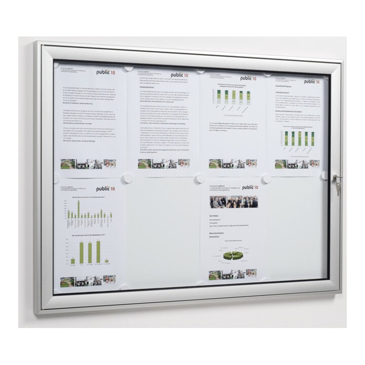 WSM Drehtürschaukasten 16xDIN A4 B930xH1275xT30mm Acryl-Glasdrehtür Ecken abgerundet