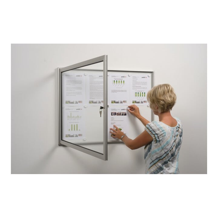 WSM Drehtürschaukasten 16xDIN A4 B930xH1275xT30mm Acryl-Glasdrehtür Ecken abgerundet