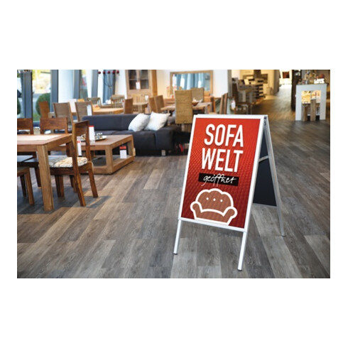 WSM Kundenstopper DIN A1 26mm Klemmprofil beids. Alu. silberfarbig eloxiert