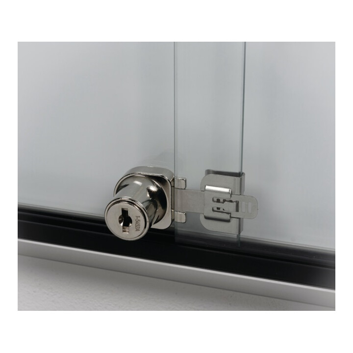 WSM Schiebetürschaukasten 12xDIN A4 B955xH950xT30mm ESG-Glastür Ecken abgerundet