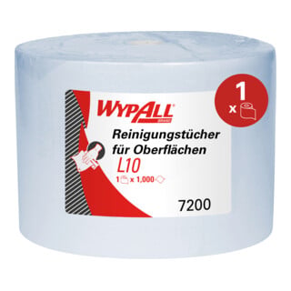 WypAll L10 Reinigungstücher für Oberflächen, 1 Blaue Rolle x 1.000 Papier-Wischtücher