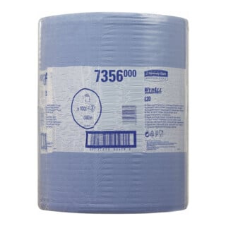 WYPALL L20 7356 Chiffon de nettoyage 2 couches bleu L380×I350 env. mm 1 rouleau x 1000 pièces