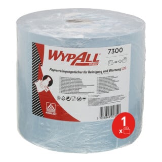 WypAll L20 Wischtücher Putztücher für Instandhaltungsarbeiten, Jumborolle x 500 Reinigungstücher, 2-lagig, blau