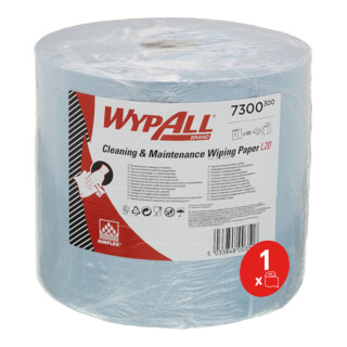 WypAll L20 Wischtücher Putztücher für Instandhaltungsarbeiten, Jumborolle x 500 Reinigungstücher, 2-lagig, blau