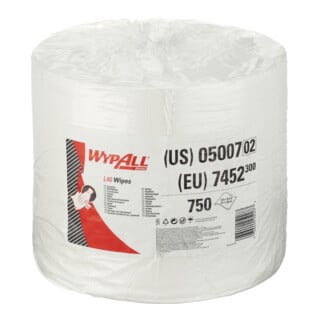 WypAll L40 Lingettes sur grande bobine, 1 rouleau de 750 lingettes blanches, 1 couche