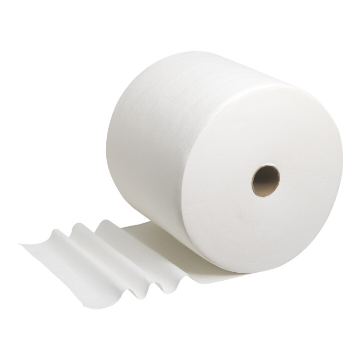 WypAll L40 Lingettes sur grande bobine, 1 rouleau de 750 lingettes blanches, 1 couche