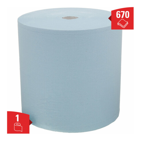 WypAll Papierwischtücher für industrielle Reinigungsaufgaben L30, Jumborolle, 1 Rolle x 670 Wischtücher, 3-lagig, blau