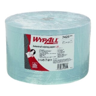 WypAll Papierwischtücher für industrielle Reinigungsaufgaben L30, Jumborolle, 1 Rolle x 750 Wischtücher, 3-lagig, blau