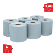 WypAll Papierwischtücher für Lebensmittel & Hygiene, 6 Rollen x 630 Wischtücher, 1-lagig, blau-2