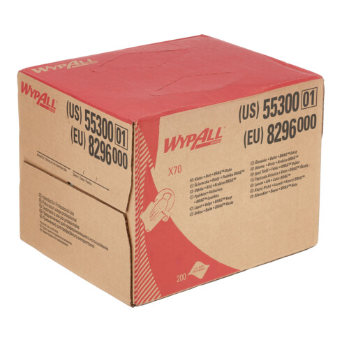 WypAll X70-Reinigungstücher, 1 BRAG Box mit 200 weißen, 1-lagigen Tüchern