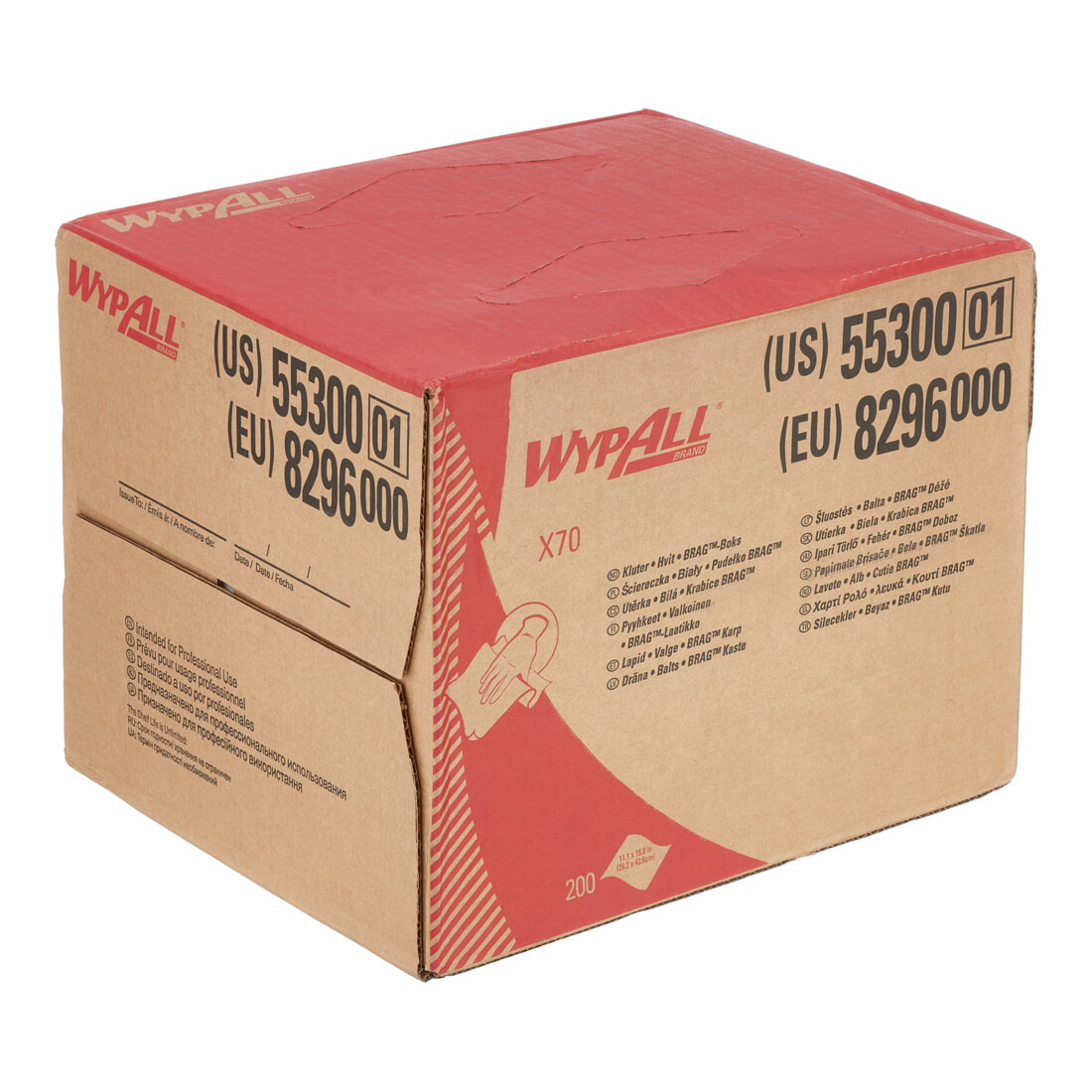 WypAll X70-Reinigungstücher, 1 BRAG Box mit 200 weißen, 1-lagigen Tüchern