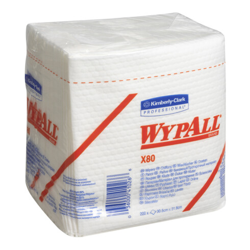 WYPALL X80 Lingettes 31,5x33 blanches Carton 4x50 pcs