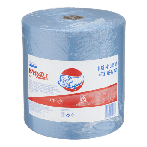 WypAll X80 Tücher, 1 Großrolle mit 475 blauen, 1-lagigen Tüchern