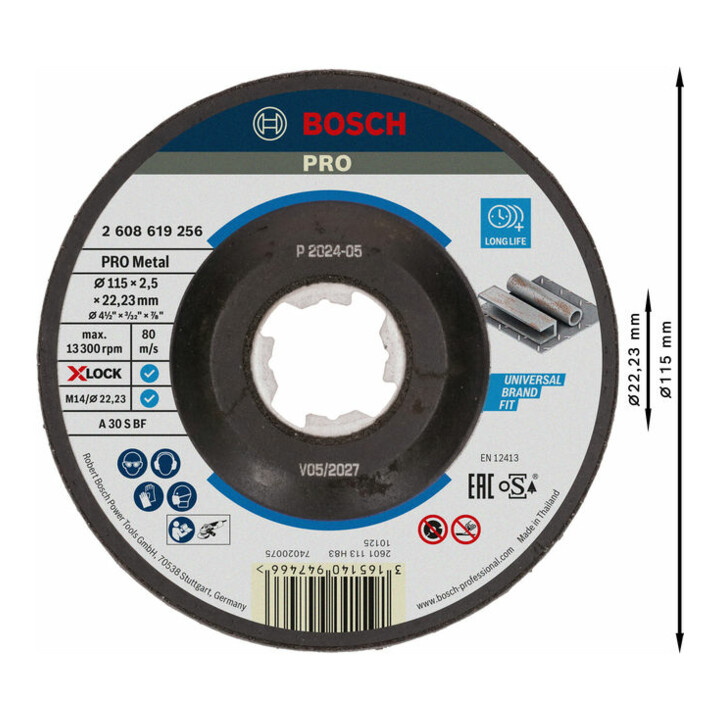 X-LOCK Expert for Metal 115x2,5x22,23 mm à découpe déportée A 30 S BF, 115 mm, 2,5 mm