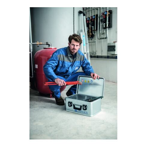 ZARGES Aluminiumbox 24l L500xB340xH200mm Dichtung Federfallgr. u.Klappverschl.