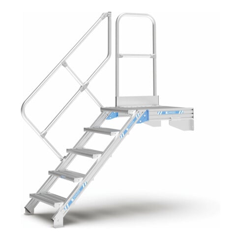 ZARGES LM-Treppe mit Plattform 45° 11 Stufen, 1000 mm breit, Höhe 2.36 m