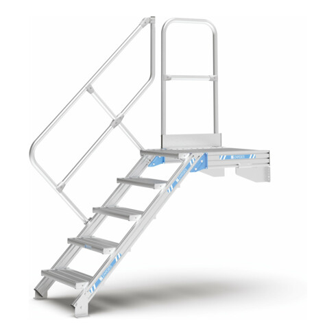 ZARGES LM-Treppe mit Plattform 45° 13 Stufen, 600 mm breit, Höhe 2.79 m