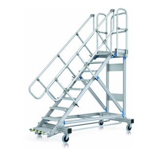 ZARGES Plattformtreppe Ergo Stop 60° 14 Stufen, 800 mm breit, Höhe 3.75 m