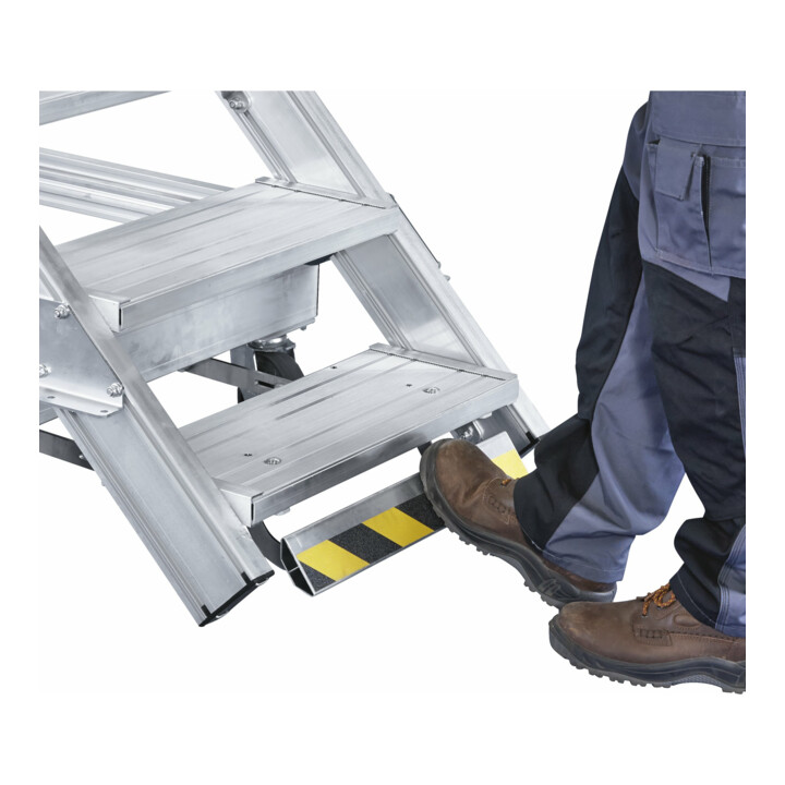 ZARGES Plattformtreppe Ergo Stop 60° 14 Stufen, 800 mm breit, Höhe 3.75 m